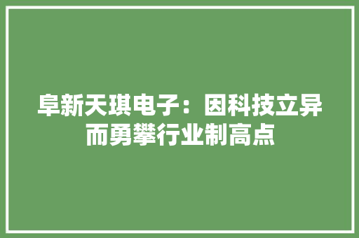 阜新天琪电子：因科技立异而勇攀行业制高点