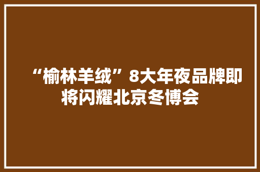 “榆林羊绒”8大年夜品牌即将闪耀北京冬博会