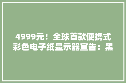 4999元！全球首款便携式彩色电子纸显示器宣告：黑夜纸一样护眼