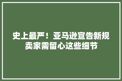 史上最严！亚马逊宣告新规卖家需留心这些细节