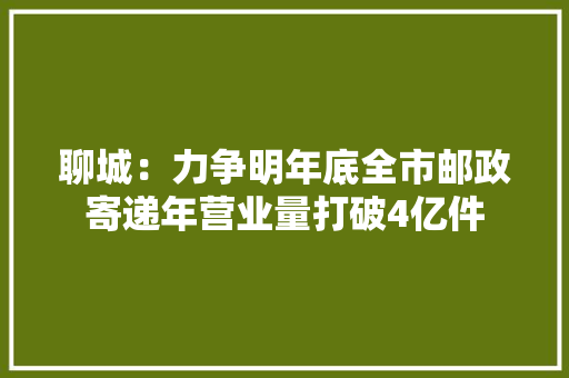 聊城：力争明年底全市邮政寄递年营业量打破4亿件