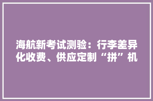 海航新考试测验：行李差异化收费、供应定制“拼”机做事