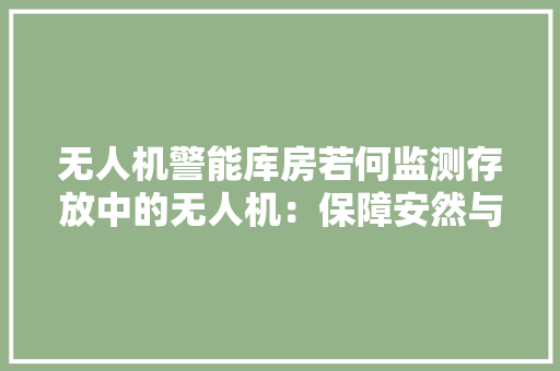 无人机警能库房若何监测存放中的无人机：保障安然与治理效率