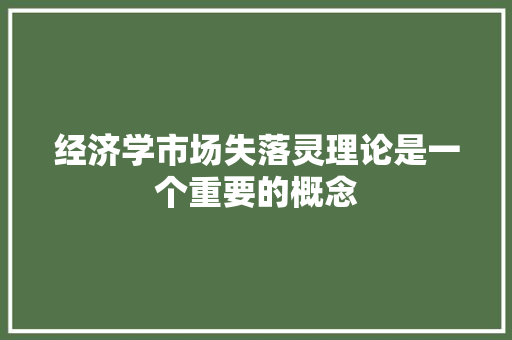 经济学市场失落灵理论是一个重要的概念