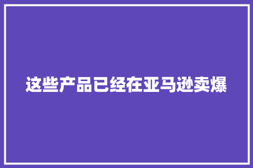 这些产品已经在亚马逊卖爆