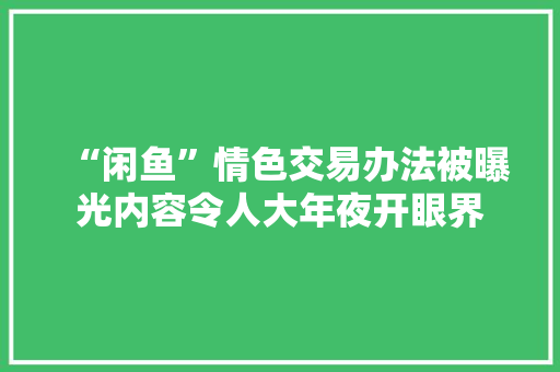 “闲鱼”情色交易办法被曝光内容令人大年夜开眼界