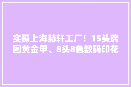 实探上海赫轩工厂！15头瑞图黄金甲、8头8色数码印花机重磅宣告