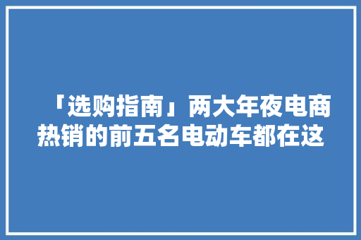 「选购指南」两大年夜电商热销的前五名电动车都在这