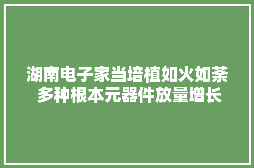 湖南电子家当培植如火如荼 多种根本元器件放量增长