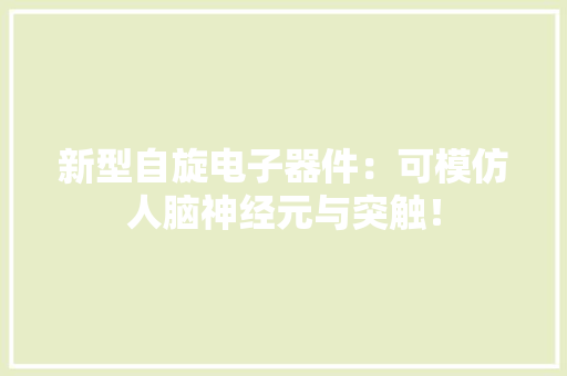 新型自旋电子器件：可模仿人脑神经元与突触！