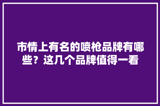 市情上有名的喷枪品牌有哪些？这几个品牌值得一看