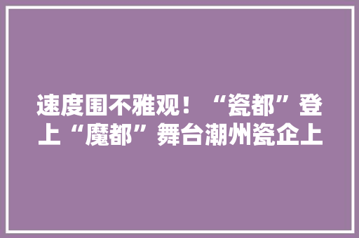 速度围不雅观！“瓷都”登上“魔都”舞台潮州瓷企上海弄“潮”
