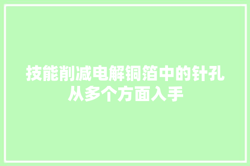 技能削减电解铜箔中的针孔从多个方面入手