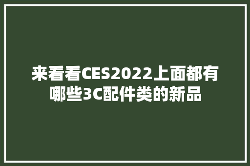 来看看CES2022上面都有哪些3C配件类的新品 来看看CES2022上面都有哪些3C配件类的新品 智能家居