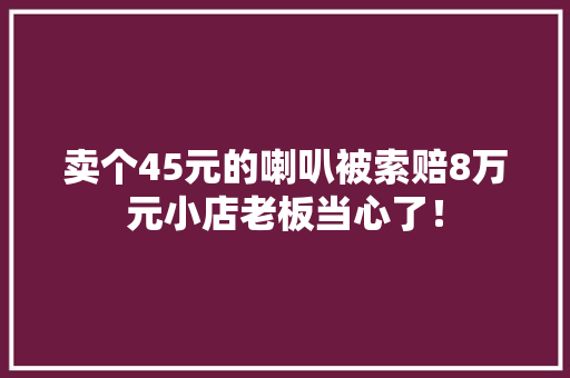 卖个45元的喇叭被索赔8万元小店老板当心了！