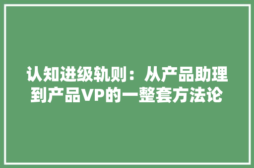 认知进级轨则：从产品助理到产品VP的一整套方法论