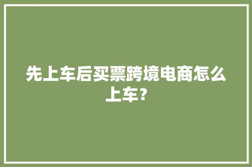 先上车后买票跨境电商怎么上车？