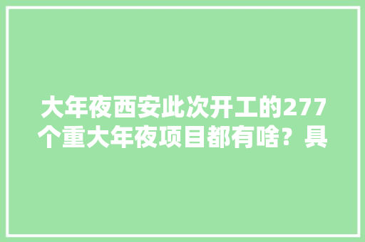 大年夜西安此次开工的277个重大年夜项目都有啥？具体介绍来了