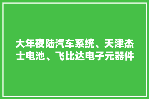 大年夜陆汽车系统、天津杰士电池、飞比达电子元器件招人了！ 大年夜陆汽车系统、天津杰士电池、飞比达电子元器件招人了！ 智能家居