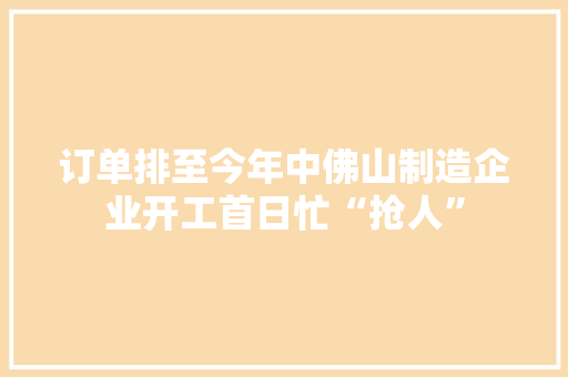 订单排至今年中佛山制造企业开工首日忙“抢人” 订单排至今年中佛山制造企业开工首日忙“抢人” 智能科技