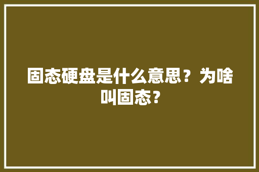 固态硬盘是什么意思？为啥叫固态？ 固态硬盘是什么意思？为啥叫固态？ 智能科技