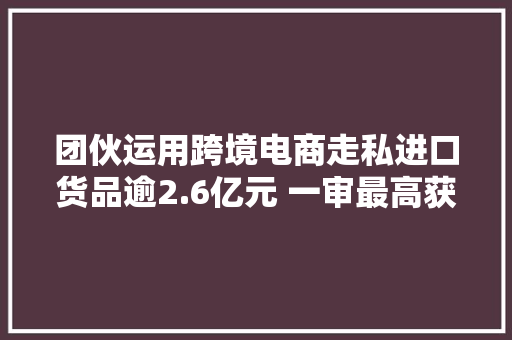 团伙运用跨境电商走私进口货品逾2.6亿元 一审最高获刑十年