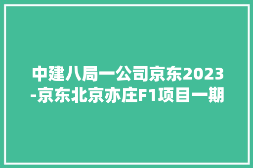 中建八局一公司京东2023-京东北京亦庄F1项目一期机电安装工程复工