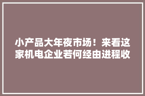 小产品大年夜市场！来看这家机电企业若何经由进程收集营销焕发新机