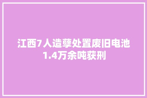 江西7人造孽处置废旧电池1.4万余吨获刑 江西7人造孽处置废旧电池1.4万余吨获刑 智能科技