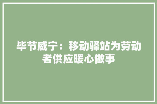 毕节威宁：移动驿站为劳动者供应暖心做事