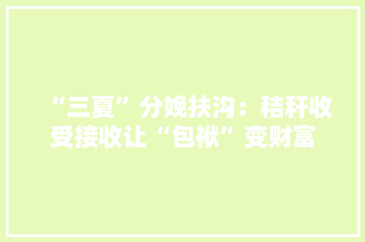 “三夏”分娩扶沟：秸秆收受接收让“包袱”变财富