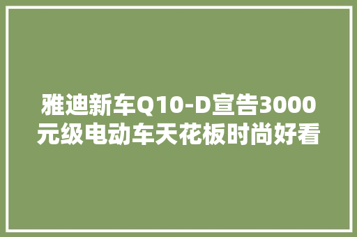 雅迪新车Q10-D宣告3000元级电动车天花板时尚好看还很智能