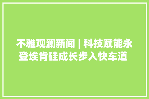 不雅观澜新闻 | 科技赋能永登埃肯硅成长步入快车道 立异引领打造数字化兰州“硅谷”