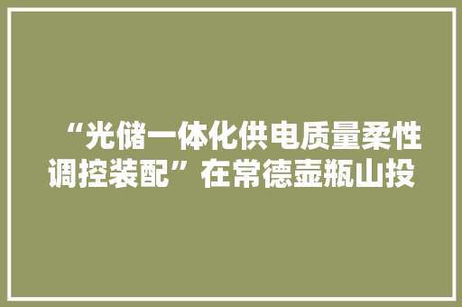 “光储一体化供电质量柔性调控装配”在常德壶瓶山投入运营 “光储一体化供电质量柔性调控装配”在常德壶瓶山投入运营 智能科技