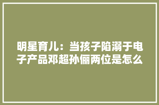 明星育儿：当孩子陷溺于电子产品邓超孙俪两位是怎么做的呢？ 明星育儿：当孩子陷溺于电子产品邓超孙俪两位是怎么做的呢？ 人工智能