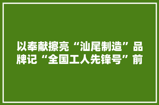 以奉献擦亮“汕尾制造”品牌记“全国工人先锋号”前辈集体陆丰市比德能源有限公司全检组