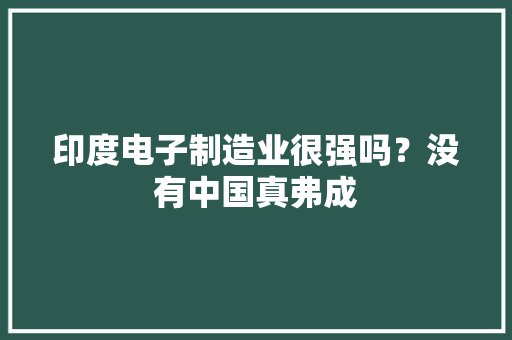 印度电子制造业很强吗？没有中国真弗成