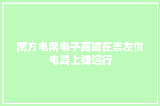 南方电网电子商城在崇左供电局上线运行