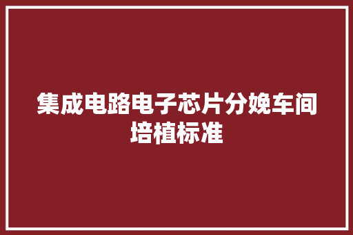 集成电路电子芯片分娩车间培植标准