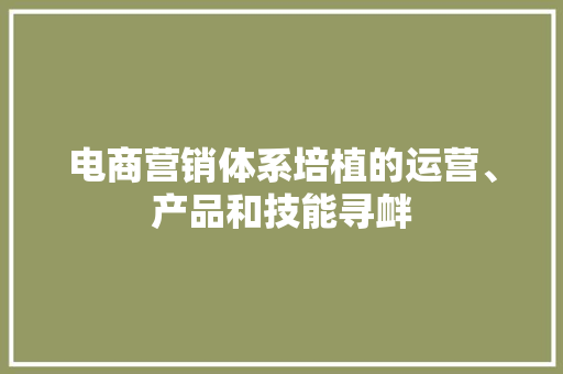 电商营销体系培植的运营、产品和技能寻衅 电商营销体系培植的运营、产品和技能寻衅 人工智能