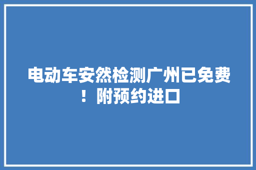 电动车安然检测广州已免费！附预约进口