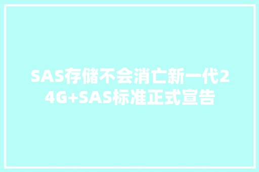 SAS存储不会消亡新一代24G+SAS标准正式宣告