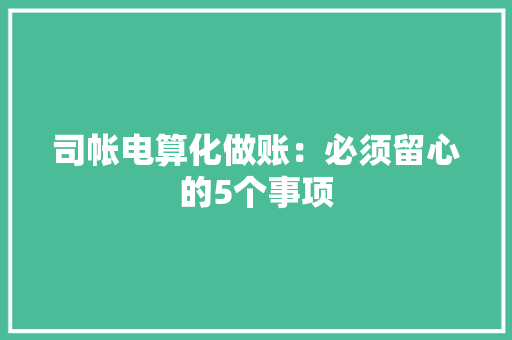 司帐电算化做账：必须留心的5个事项