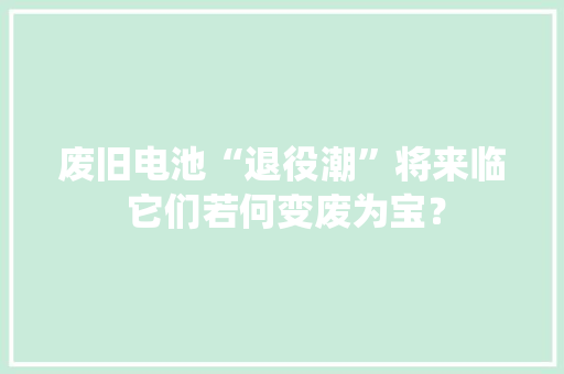 废旧电池“退役潮”将来临 它们若何变废为宝？