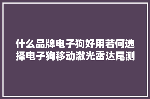 什么品牌电子狗好用若何选择电子狗移动激光雷达尾测超低频测速