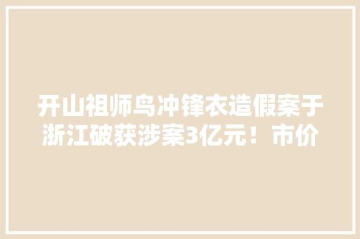 开山祖师鸟冲锋衣造假案于浙江破获涉案3亿元！市价6000元卖500元