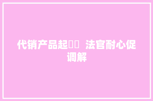 代销产品起轇轕  法官耐心促调解