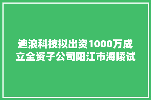 迪浪科技拟出资1000万成立全资子公司阳江市海陵试验区中软信息系统科技有限公司