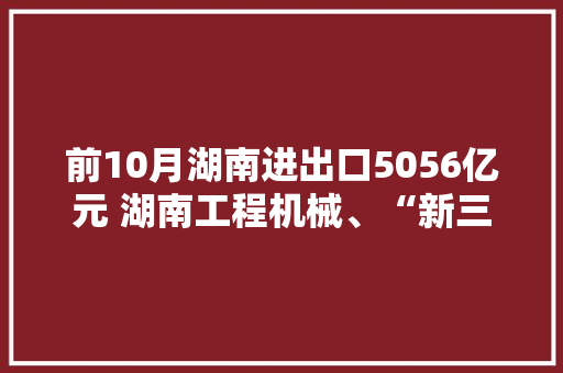 前10月湖南进出口5056亿元 湖南工程机械、“新三样”产品海外热销