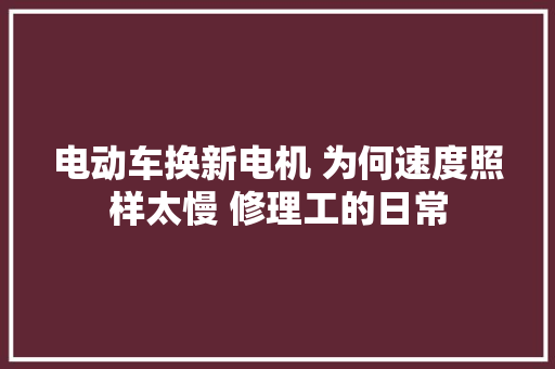 电动车换新电机 为何速度照样太慢 修理工的日常